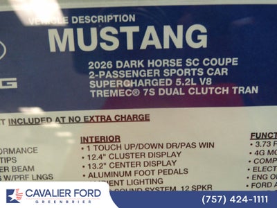 2026 Ford Mustang Dark Horse® SC