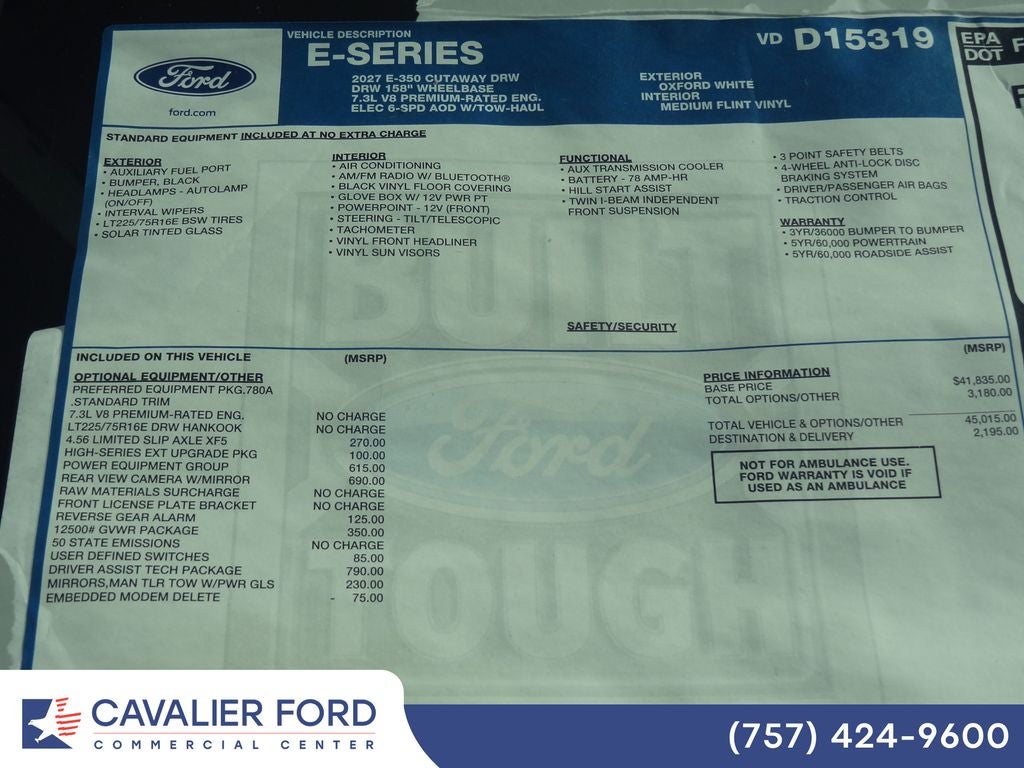 2027 Ford Econoline Cutaway E-350 SRW